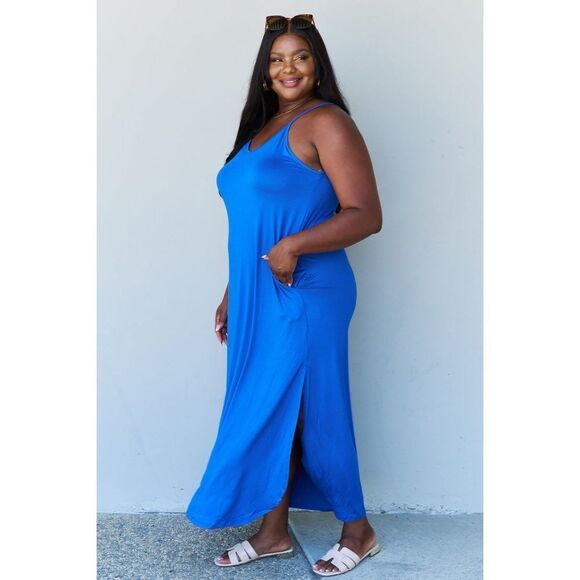 Ninexis Good Energy Full Size Cami Side Slit Maxi Dress In Royal Blue - Picture 3 of 8